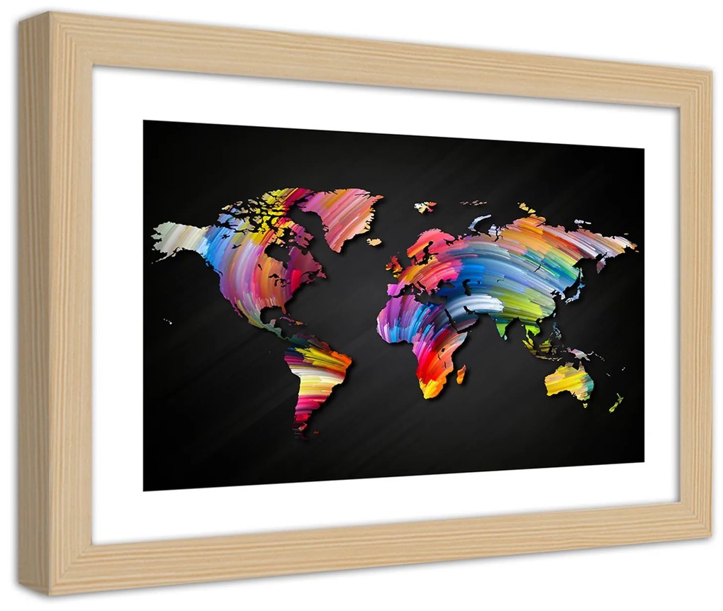 Gario Plagát Mapa sveta v rôznych farbách Farba rámu: Bez rámu, Rozmery: 60 x 40 cm
