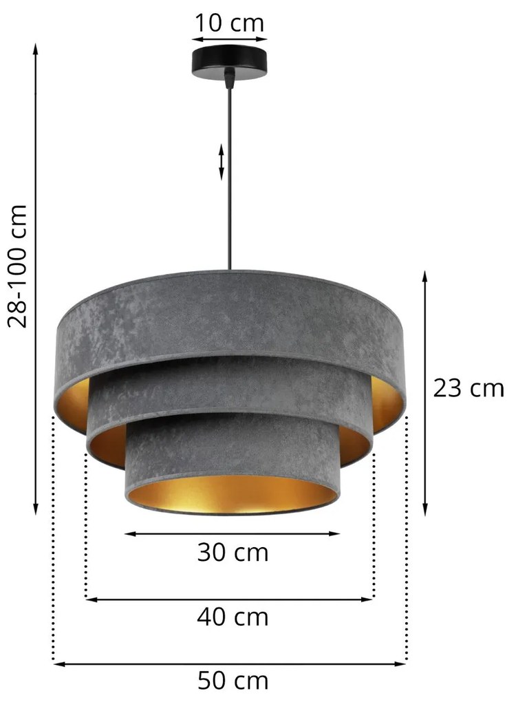 Závesné svietidlo Mediolan, 1x šedé/zlaté textilné tienidlo, (výber z 2 farieb konštrukcie)