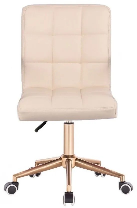 LuxuryForm DESIGN Stolička TOLEDO na zlaté podstave s kolieskami - krémová