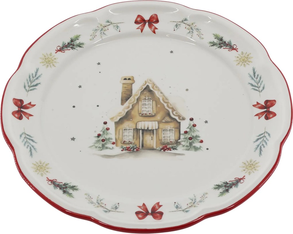 Vianočný keramický dezertný tanierik Chalet de Noël – Ø 20,5*2 cm
