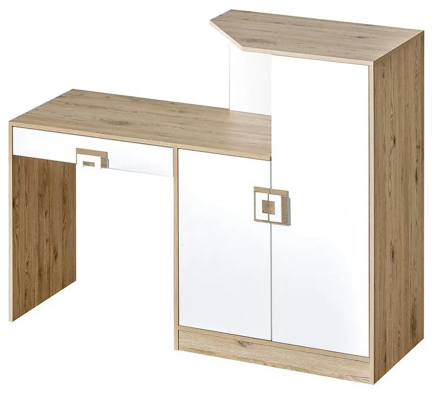 Písací stôl - Komoda Niczi NI11, Farby: dub svetlý / biely + dub svetlý
