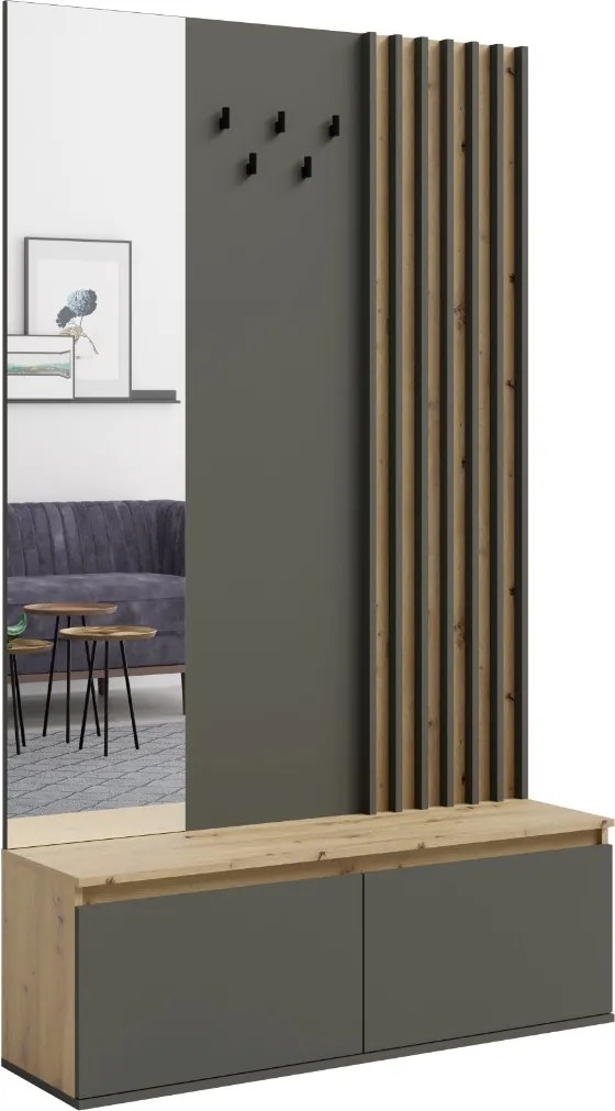 PREDSIEŇOVÁ STENA ESTER ŠEDÁ + DUB ARTISAN 120 cm