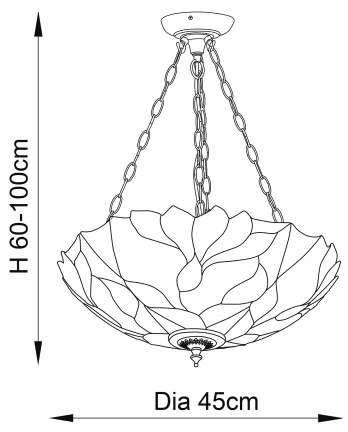 Endon 70946 - Luster na retiazke Tiffany BOTANICA 3xE27/60W/230V priemer 45 cm