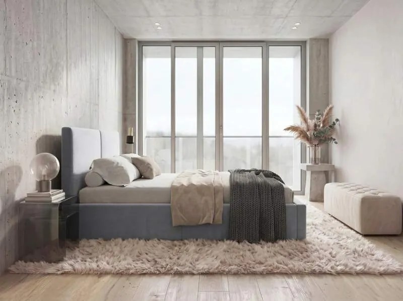 Čalúnená posteľ s úložným priestorom HILTON 160x200 - sivá