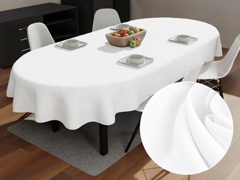 Biante Dekoračný oválny obrus Rongo RG-045 Biely 120x140 cm