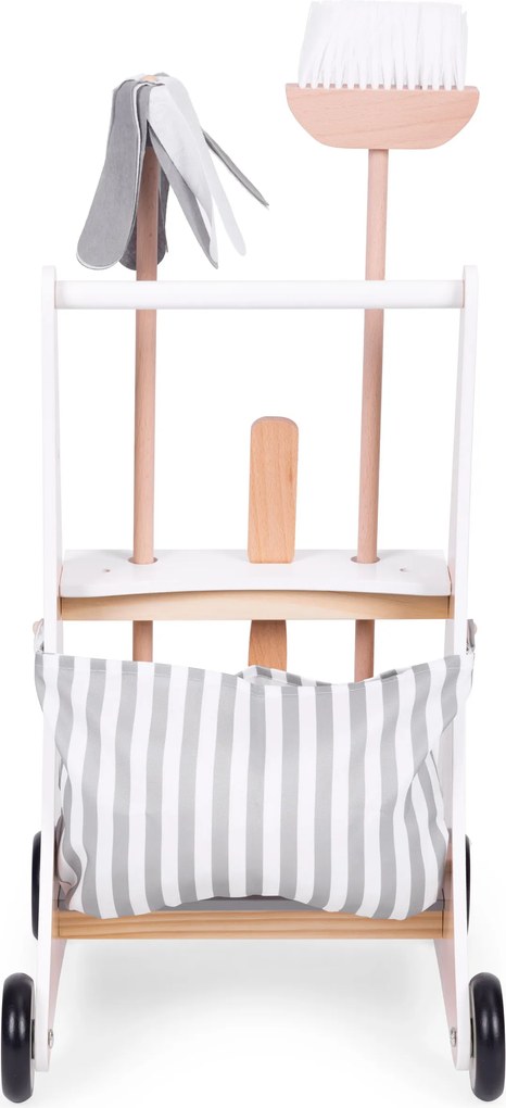 Detská drevená súprava na upratovanie s vozíkom ECOTOYS – pre deti od 3 rokov