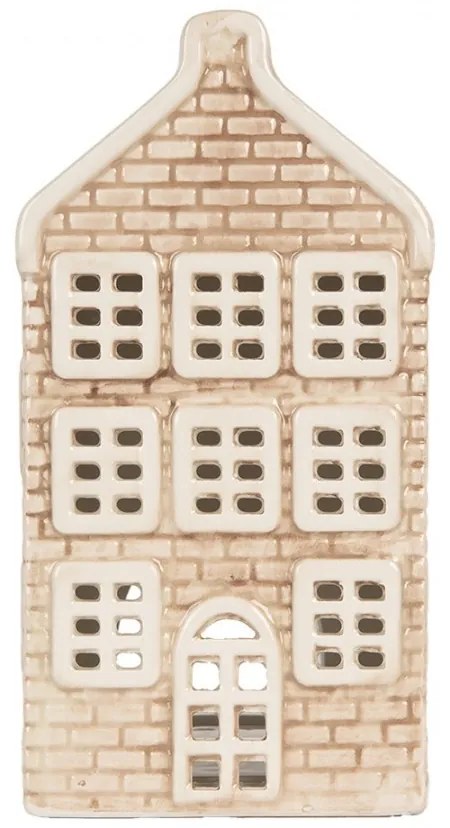 Béžový keramický domček na čajovú sviečku Lamont - 9*10*19 cm