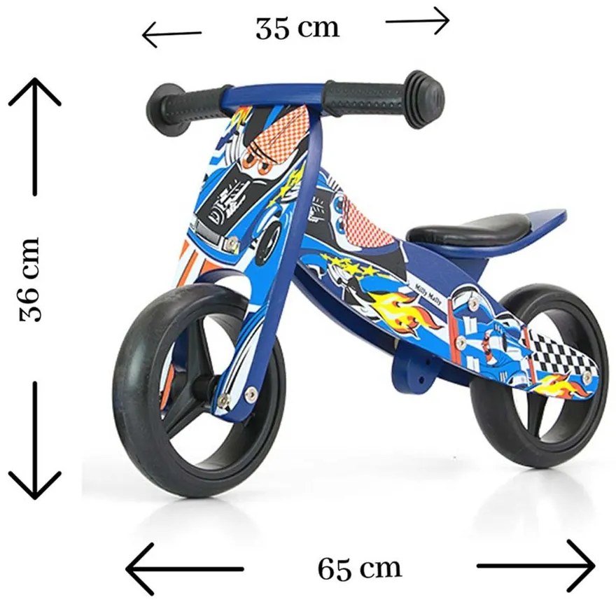 Detské multifunkčné odrážadlo bicykel 2v1 Milly Mally JAKE Blue Cars