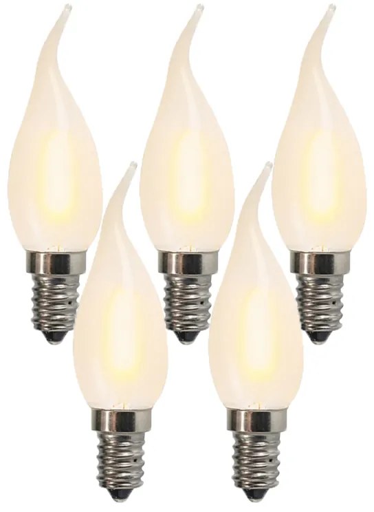 Sada 5 E14 LED matných sviečkových žiaroviek BXS35 1W 100 lúmenov 2200K
