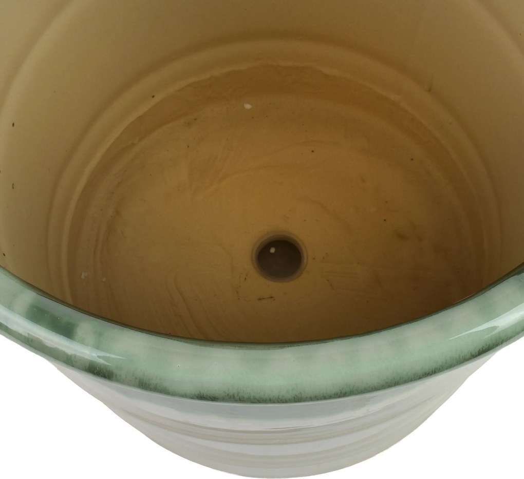 Sada 3 ks keramických květináčů Evro A2 krémová/zelená