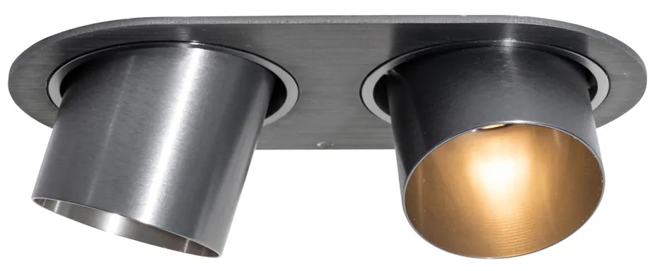 Sada 6 zapustených bodových svetiel Gunmetal GU10 50 mm 2-svetlá - Installa