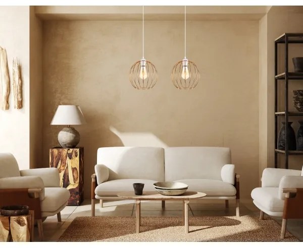 Luster na lanku MATT 2xE27/60W/230V biela/medená