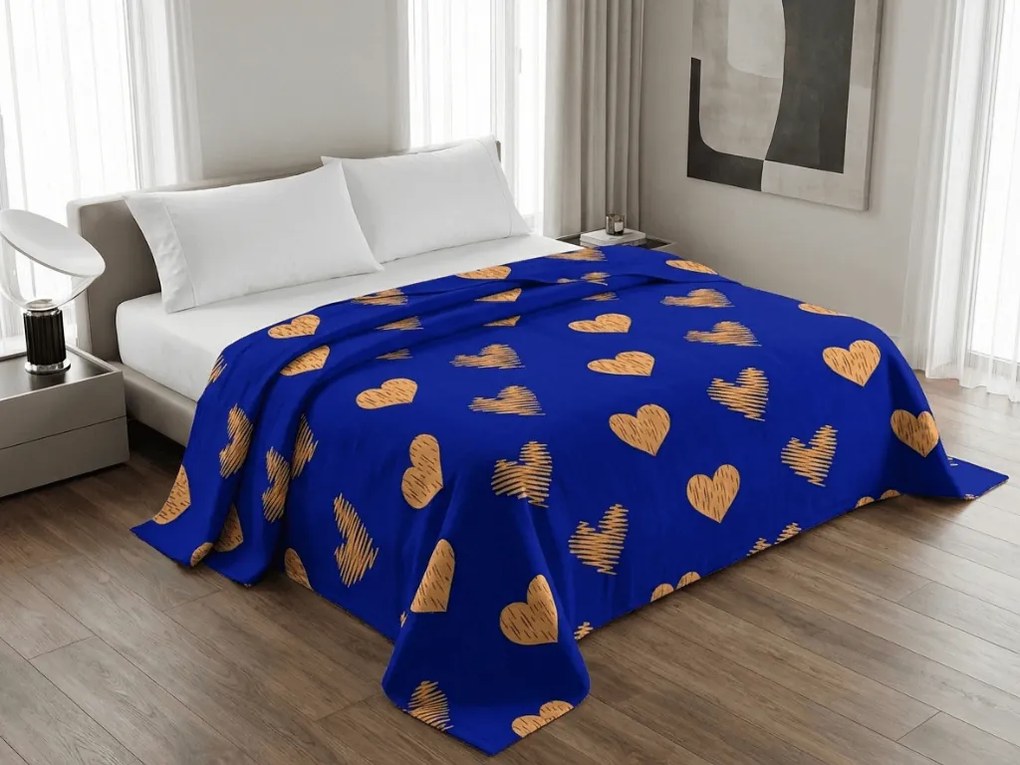 Prehoz na posteľ GOLBINO, tmavomodrý Rozmer: 170 x 210 cm