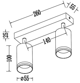 Bodové svietidlo PIPE 2xGU10/10W/230V čierne