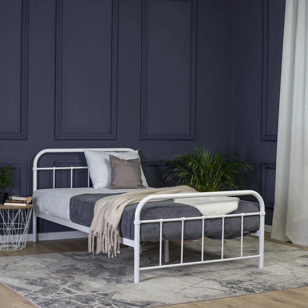 Kovová manželská posteľ Pablo 120x200 biela