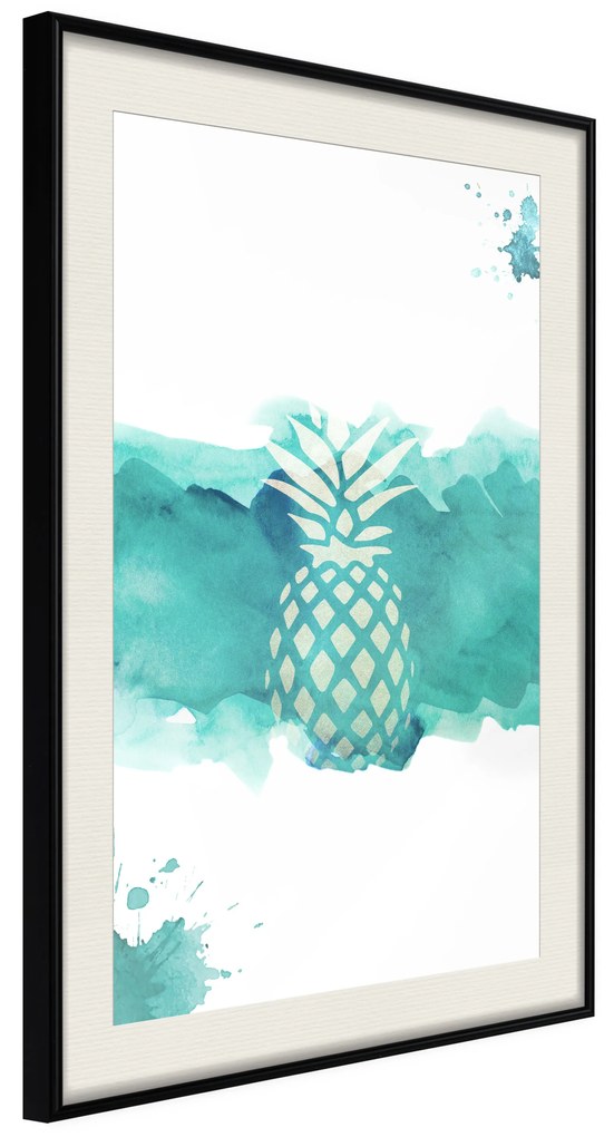 Artgeist Plagát - Pineapple in Watercolours [Poster] Veľkosť: 30x45, Verzia: Čierny rám s passe-partout