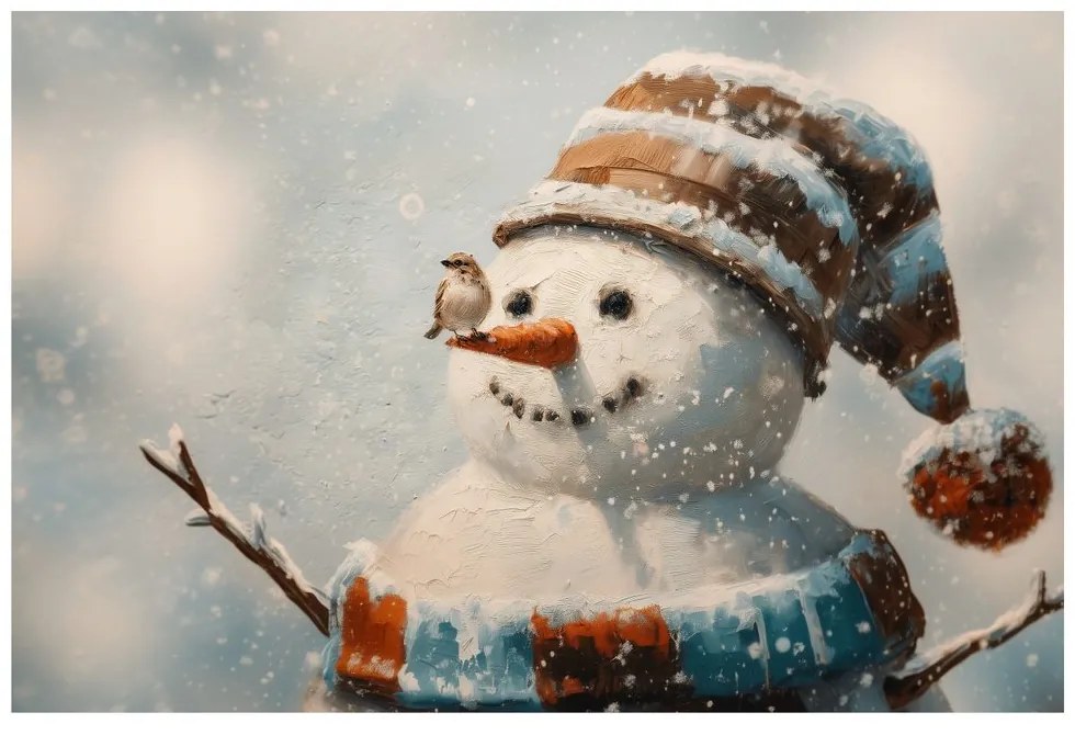 Vianočný obraz radostný snehuliak