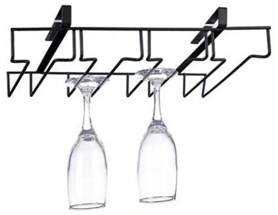 Arte Regal Držiak na poháre na víno, 9 pohárov, závesný pod policu, čierny kov