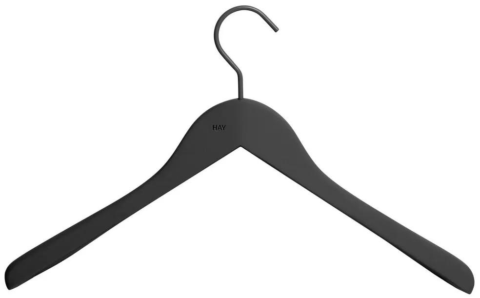 HAY Ramienko Soft Coat Hanger Wide Black, set 4ks