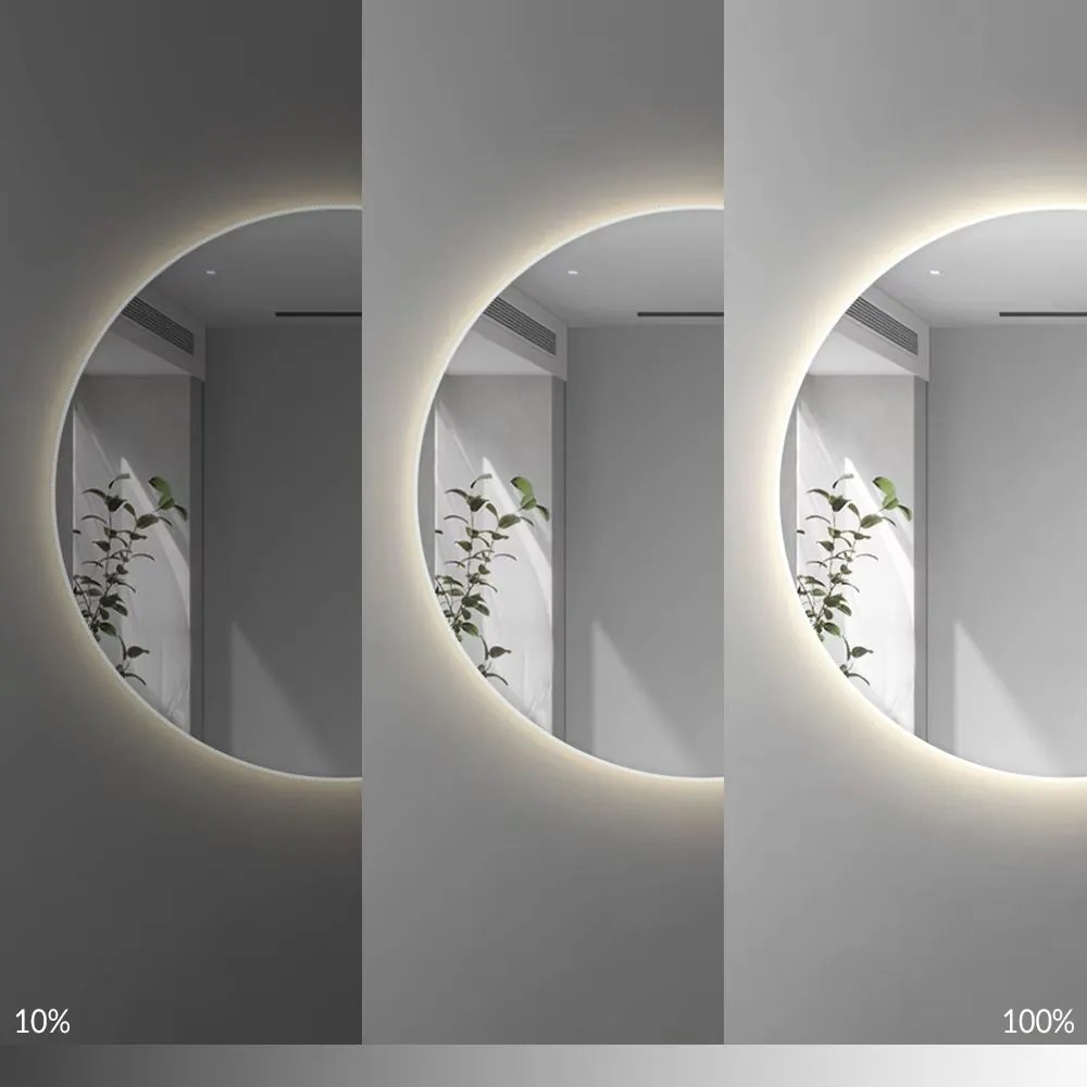 Rea Round, okrúhle LED zrkadlo s ryhovaným rámom 60 cm + bluetooth, HOM-06509
