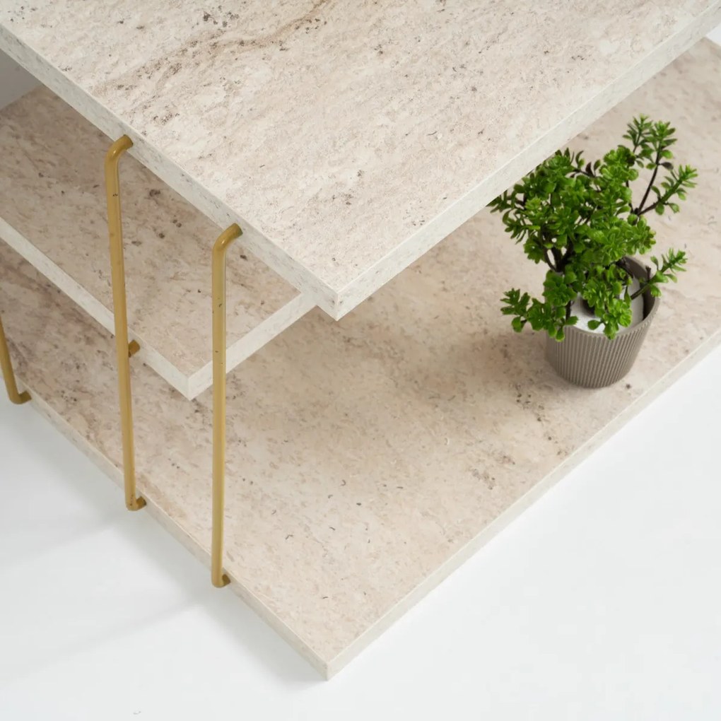 Odkladací stolík Lifon Gold Travertine