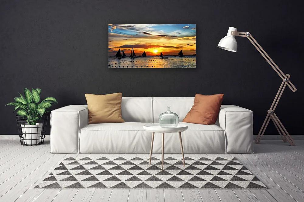Obraz Canvas Loďky more slnko krajina 125x50 cm