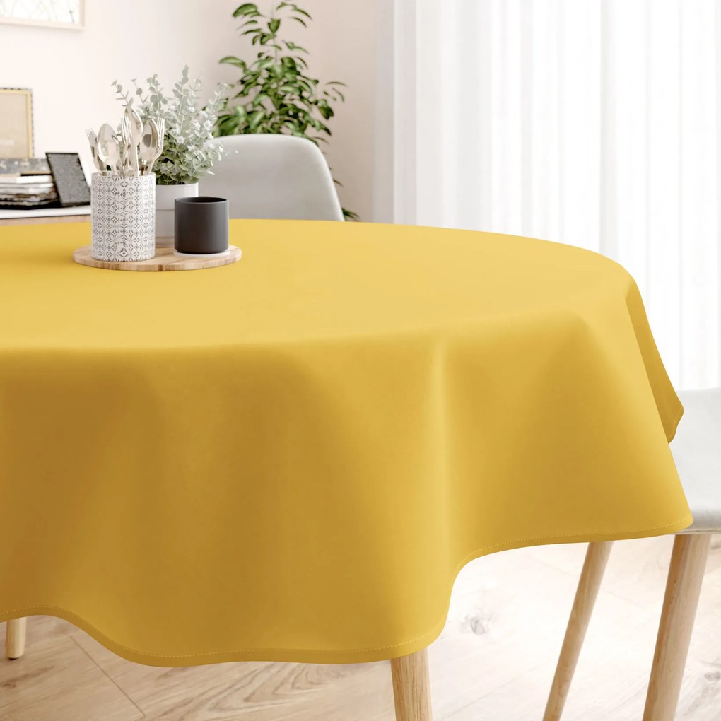 Goldea okrúhly obrus 100% bavlnené plátno - medovo žltý Ø 130 cm