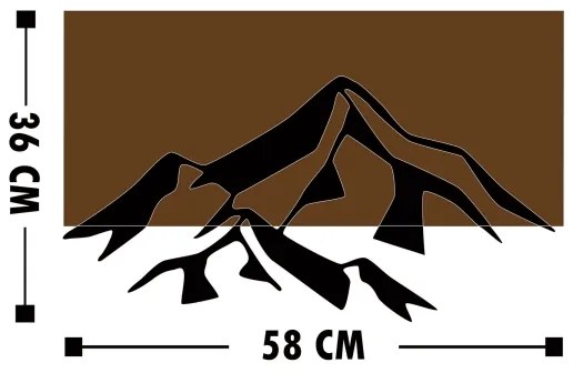 Nástenná dekorácia 58x36 cm hory drevo/kov