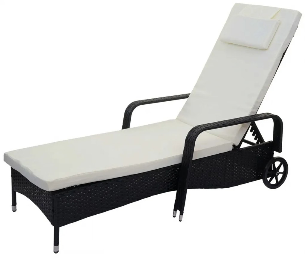 Lehátko Carrara, polyratan / hliník - antracit, béžový vankúš