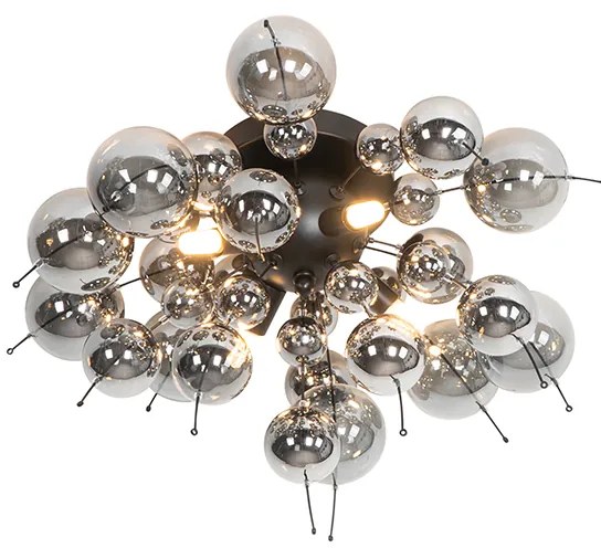 Dizajnové stropné svietidlo čierne s dymovým sklom 4-žiarovkové - Explode