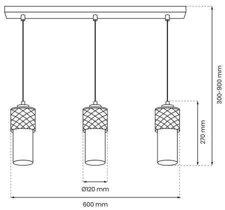 Luster na lanku GLAM 3xE27/60W/230V