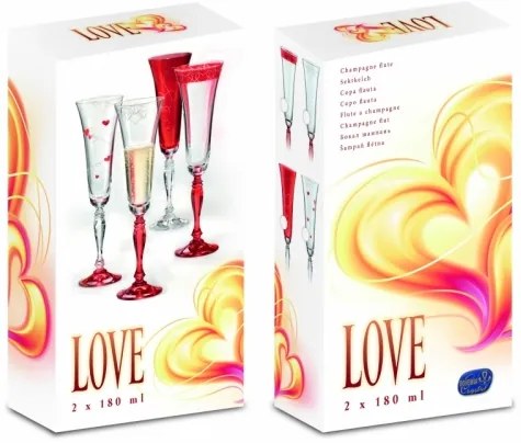 Crystalex Poháre na šumivé víno Victoria 1LOVE 180 ml, 2 ks