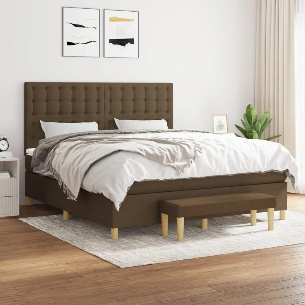 Boxspring posteľ s matracom tmavohnedá 160x200 cm látka 3137488