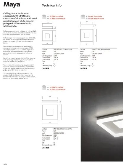 Redo 01-2000 - LED stmievateľné stropné svietidlo MAYA LED/55W/230V 51x51 cm zlaté