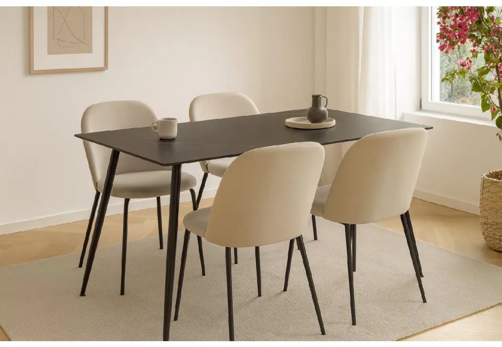 Noela Jedálenský stôl s keramickou doskou v dekore čierneho mramoru CERAMON 140