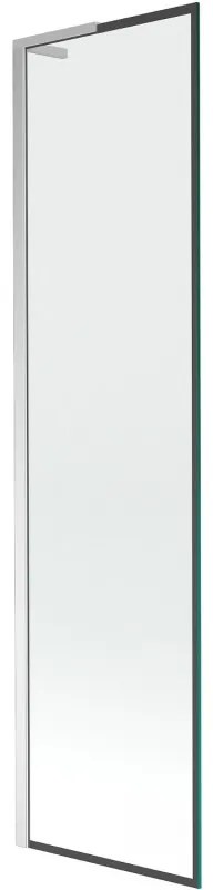 Mexen Next L, 1-krídlová vaňová zástena 50 x 150 cm, 6mm číre sklo-čierny vzor, chrómový profil, 895-050-000-03-70-01