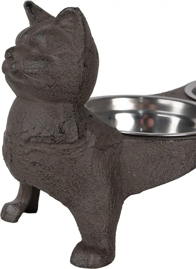 Misky pre mačku v liatinovom stojane mačky - 39*15*19 cm / 2*225 ml