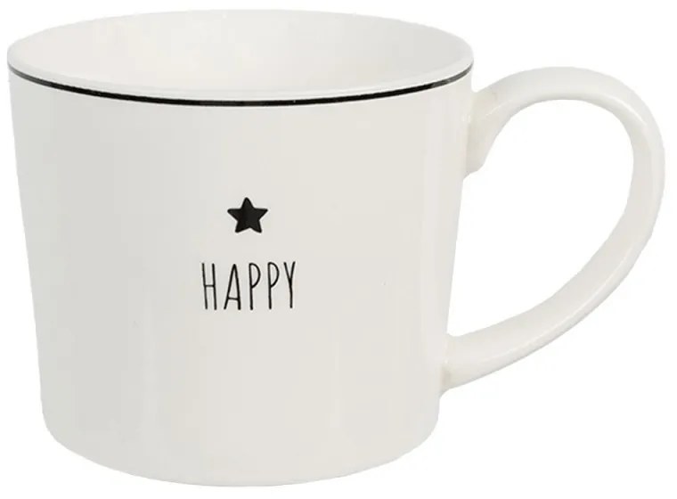 Biely hrnček s hviezdičkou Happy - Lovely Day - 12*8*7 cm / 275 ml