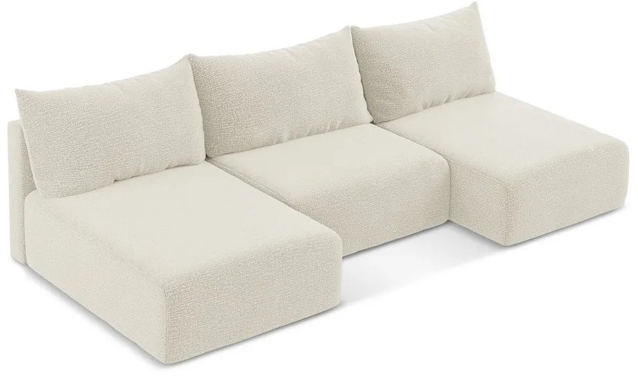 Krémovobiela rozkladacia/s úložným priestorom rohová pohovka Kalena – Makamii