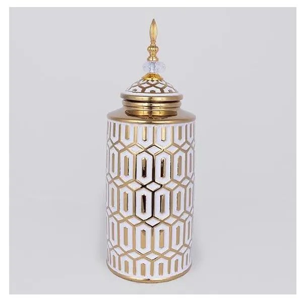 Keramická dóza 45,7x16,9 cm zlatá/biela