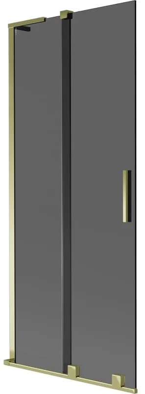 Mexen Velar L, 2-krídlová posuvná vaňová zástena 80 x 150 cm, 8mm šedé sklo, zlatá lesklá, 896-080-003-41-50