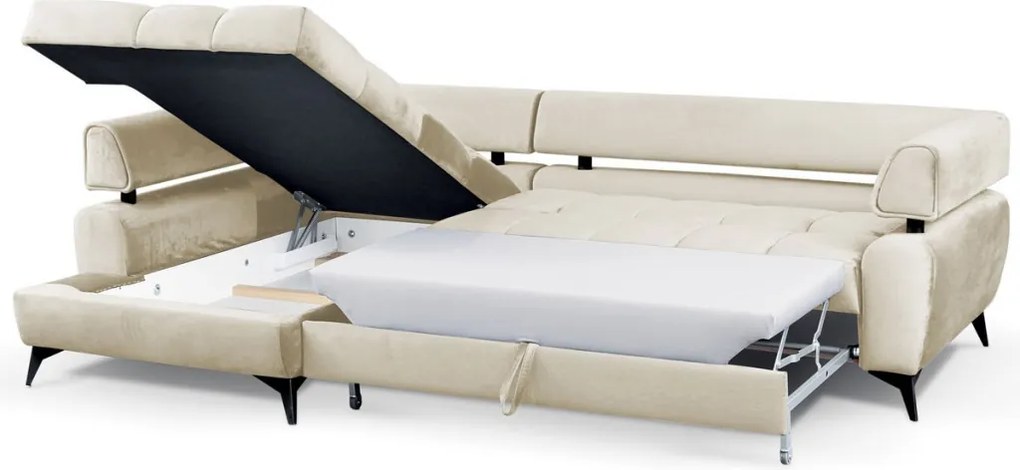 Rohová sedacia súprava Paris, krémová látka, ľavý roh