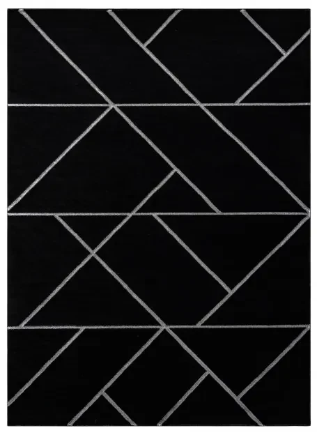 Koberec EMERALD exkluzívny 7543 glamour, styl geometrický čierny / strieborný