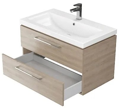Cersanit S801-154-DSM - Závesná kúpeľňová skrinka s umývadlom LARA 80 cm orech