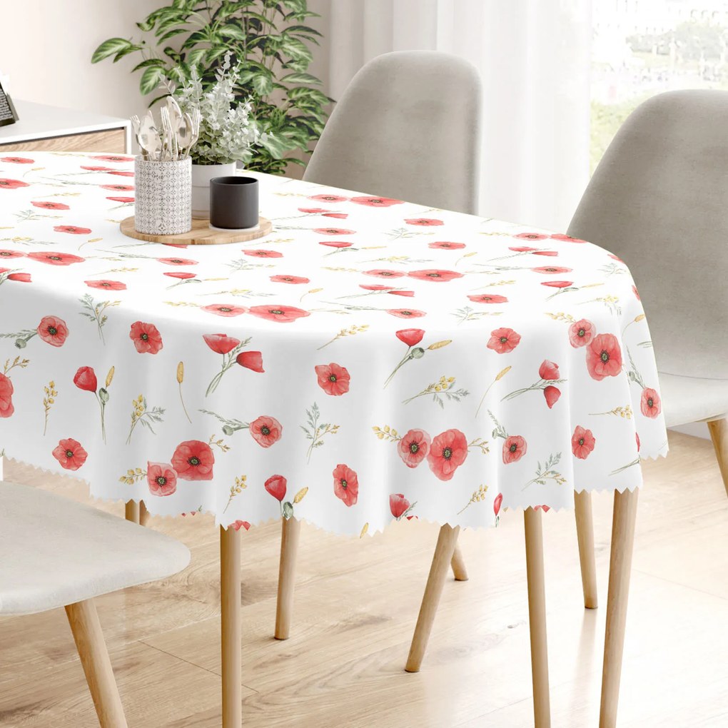 Goldea oválny teflónový obrus - vlčie maky 140 x 220 cm