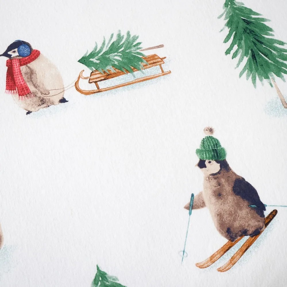 Biele flanelové obliečky na dvojlôžko/predĺžené 230x220 cm Snowy Penguin – Catherine Lansfield