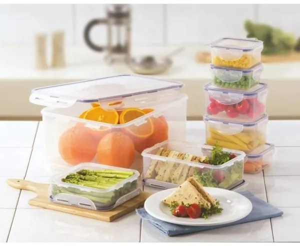 SADA 7x dóza na potraviny LOCK modrá/čirá