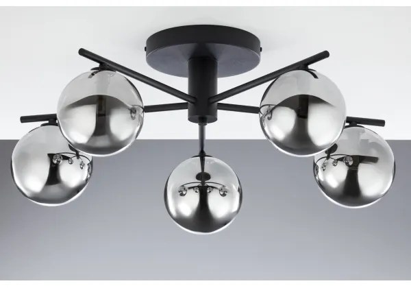 Jupiter 2048 - Prisadený luster PRATO 5xG9/14W/230V čierna/dýmovo sivá