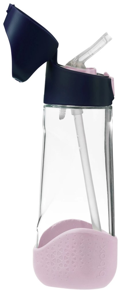 Fľaša na pitie so slamkou 600 ml - indigo/ružová
