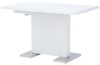 Rozkladací stôl v bielom lesku na oceľovej nohe EVER NEW